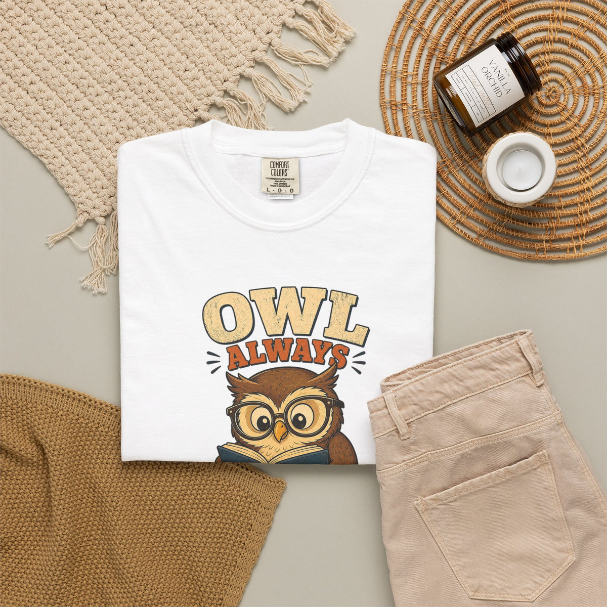 T-shirt rétro humour hibou « Owl Always Read One More Chapter »