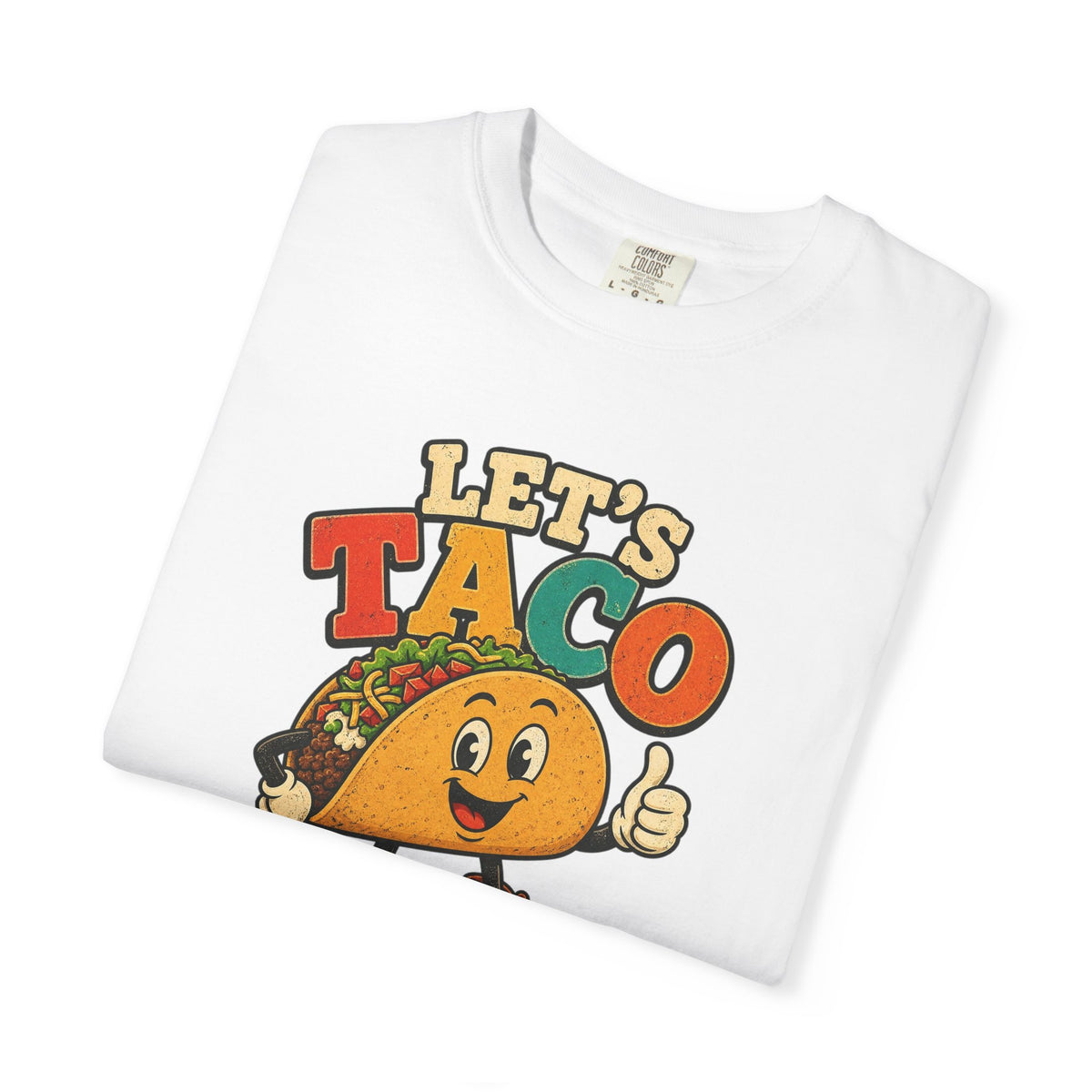 T-shirt rétro humour tacos « Let's Taco 'Bout It »