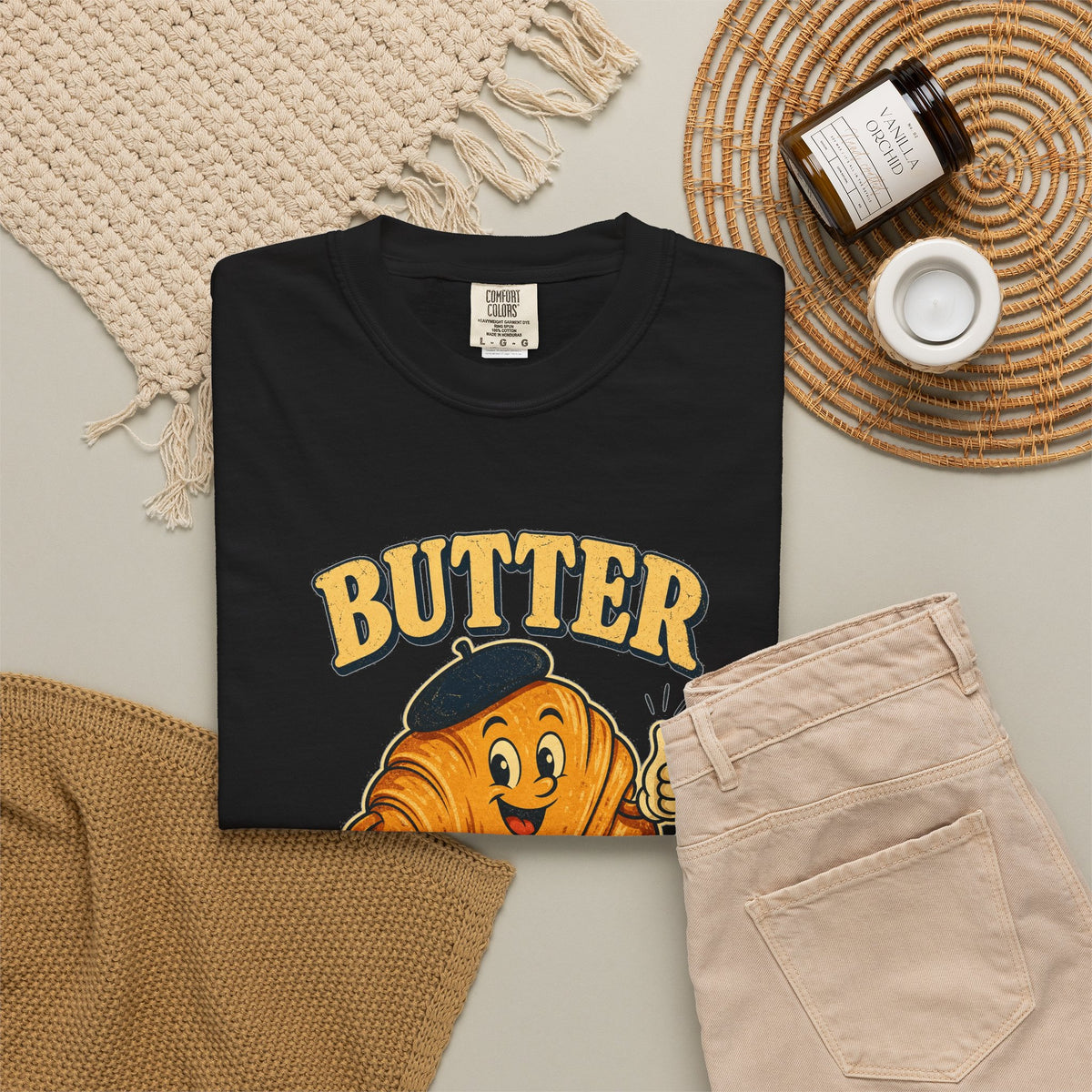 T-shirt rétro humour beurre « Butter Believe It »