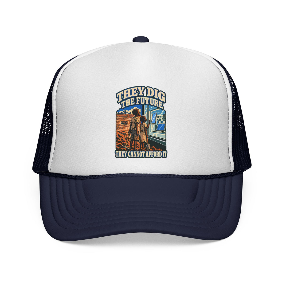 Casquette trucker message social « They Dig the Future »