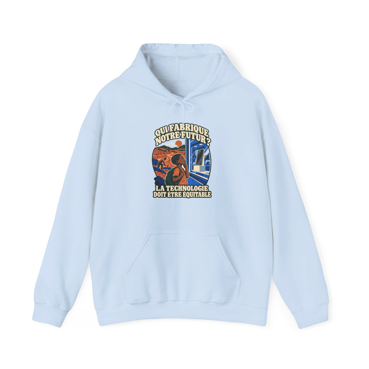 Hoodie message social « Qui fabrique notre futur? »