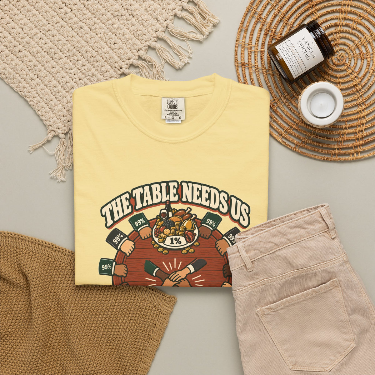 T-shirt message social « The Table Needs Us »
