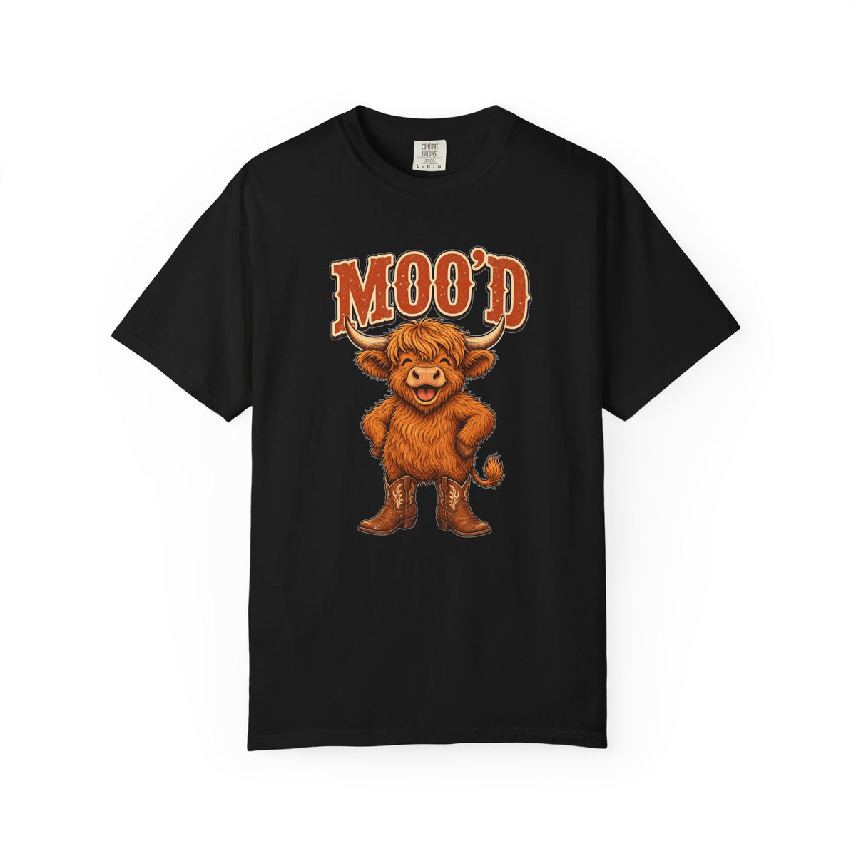 T-shirt rétro humour vache « Moo'd »