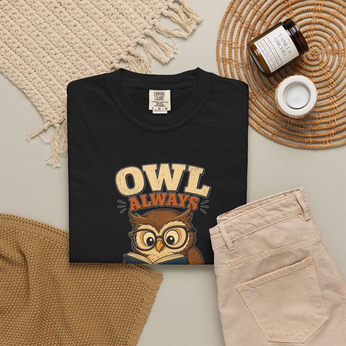 T-shirt rétro humour hibou « Owl Always Read One More Chapter »