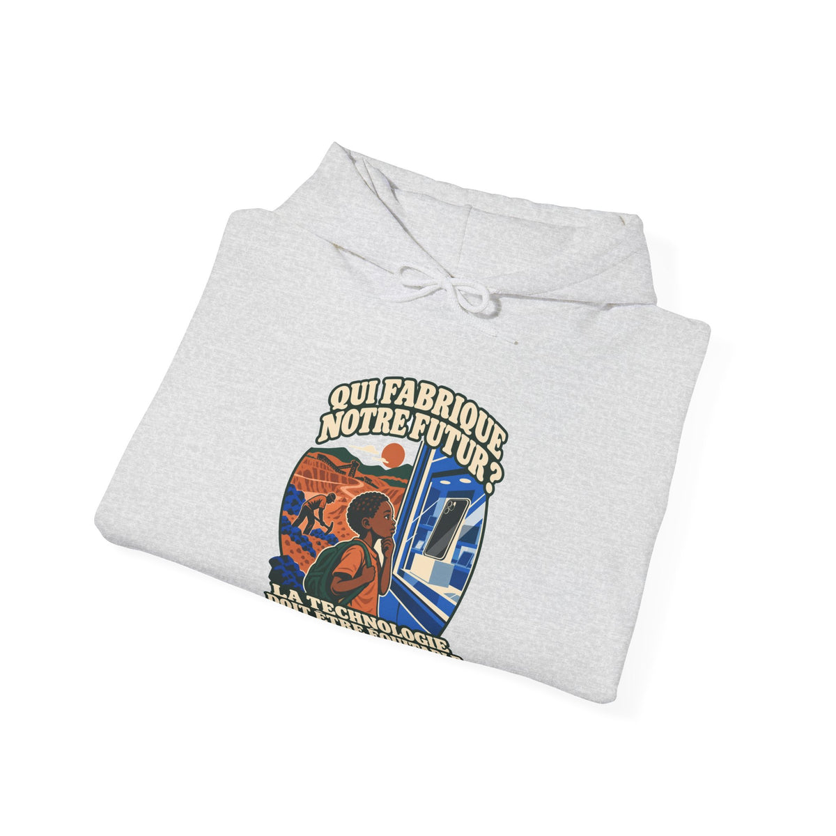 Hoodie message social « Qui fabrique notre futur? »