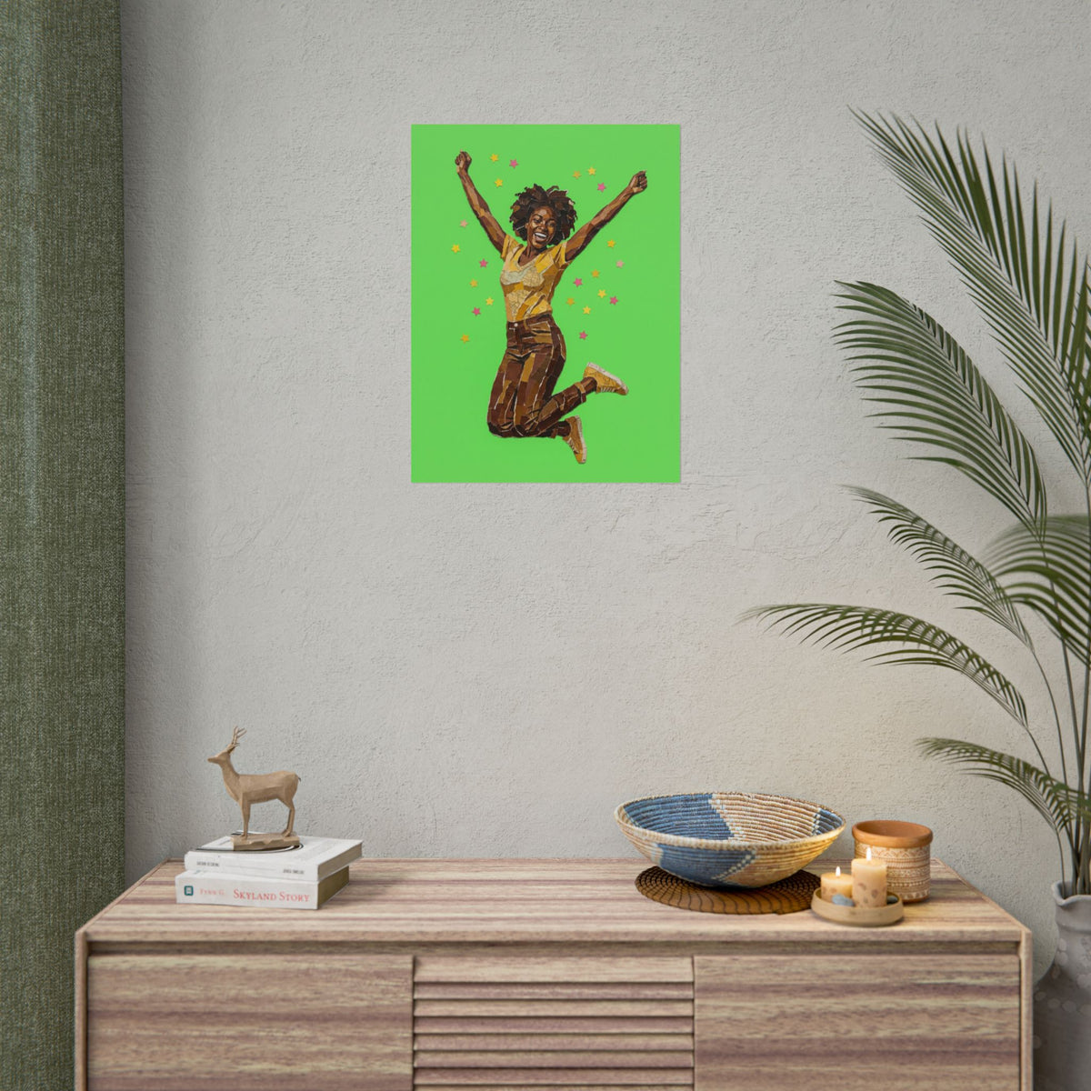 Affiche art mural « Saut sur fond vert »