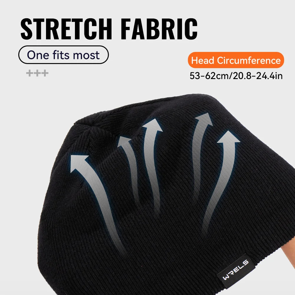 Bonnet d'hiver noir en mélange mérinos – tissu extensible