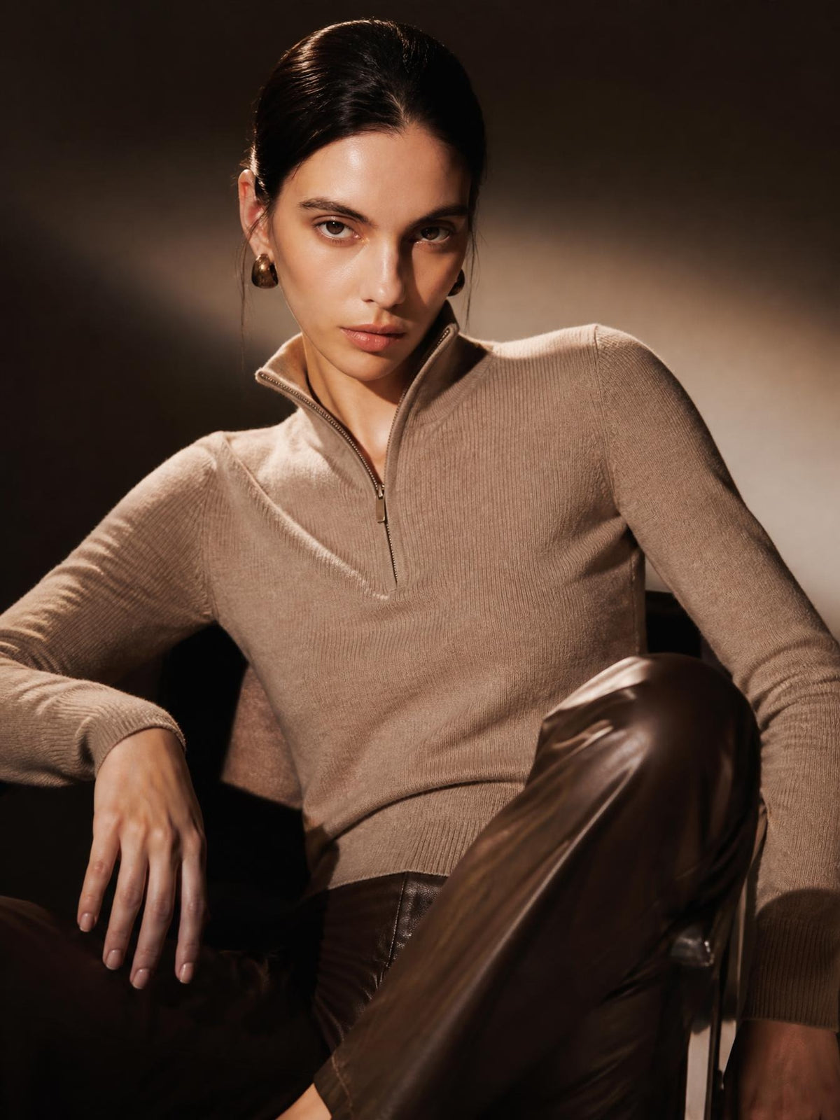 Demi-zip 100 % mérinos – Femme