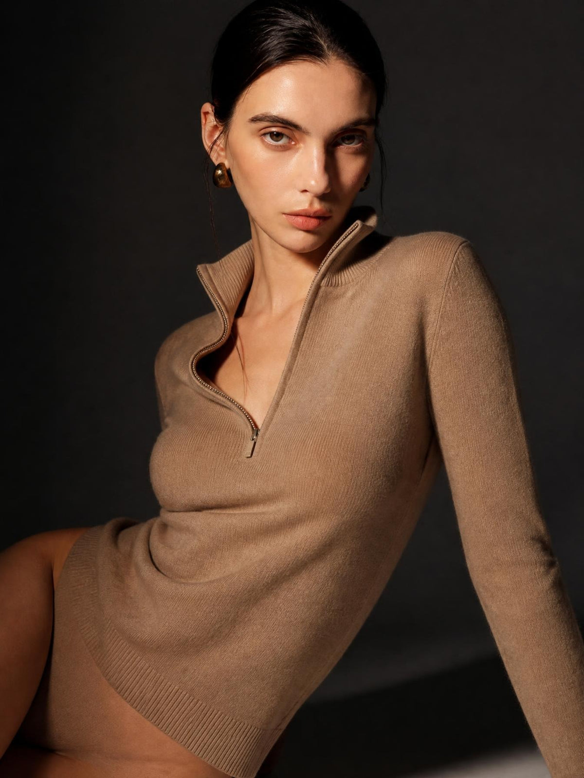 Demi-zip 100 % mérinos – Femme