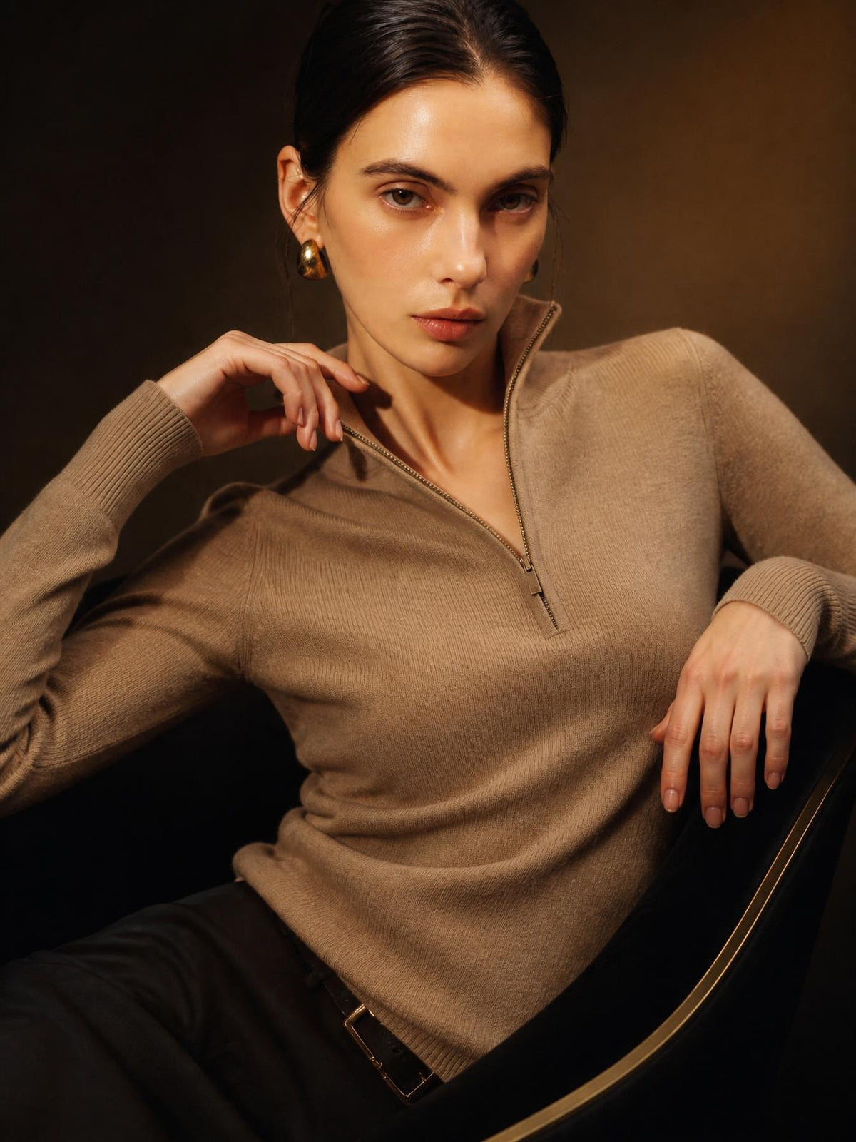 Demi-zip 100 % mérinos – Femme