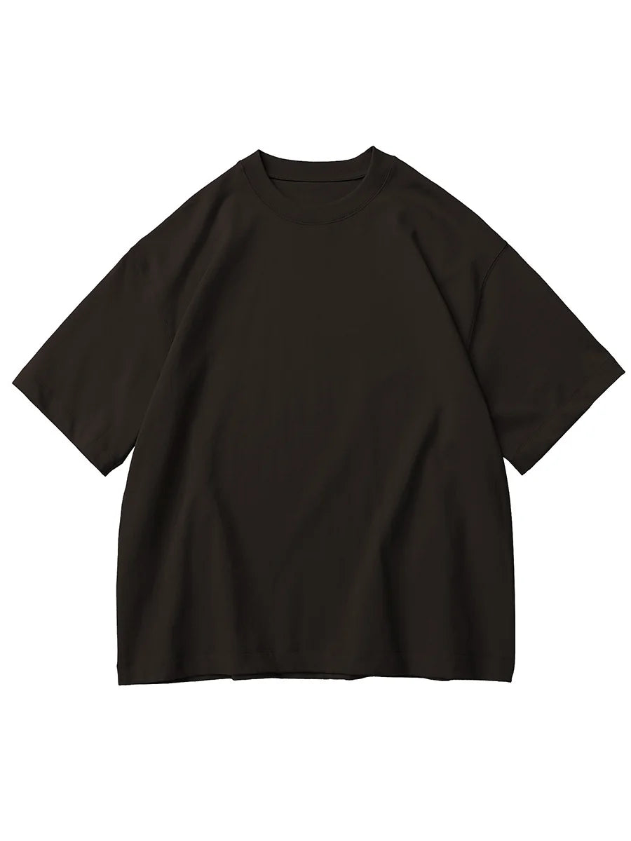 T-shirt noir heavyweight en coton 320 g/m², à plat, vue de face