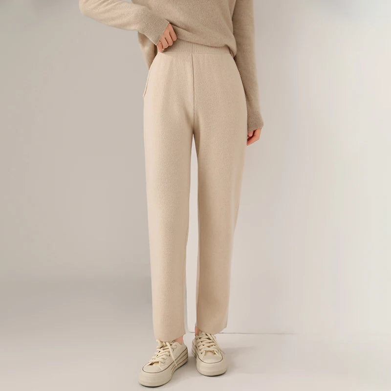 Pantalon large en mérinos – Femme