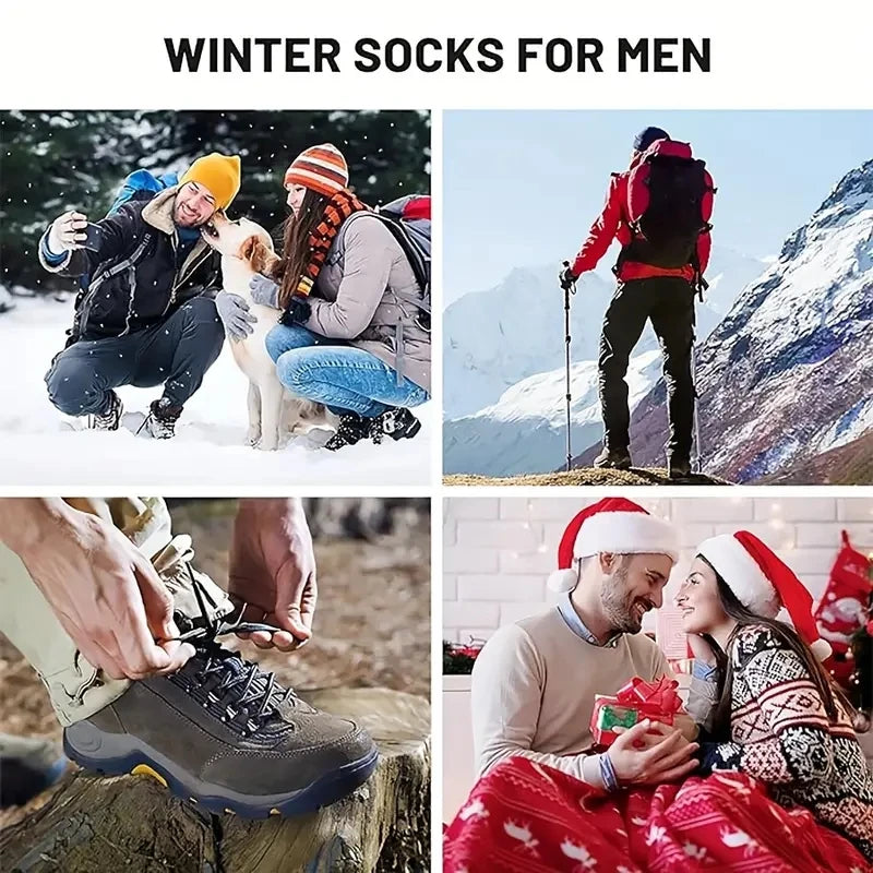 Visuel chaussettes d'hiver, scènes de randonnée, neige et Noël
