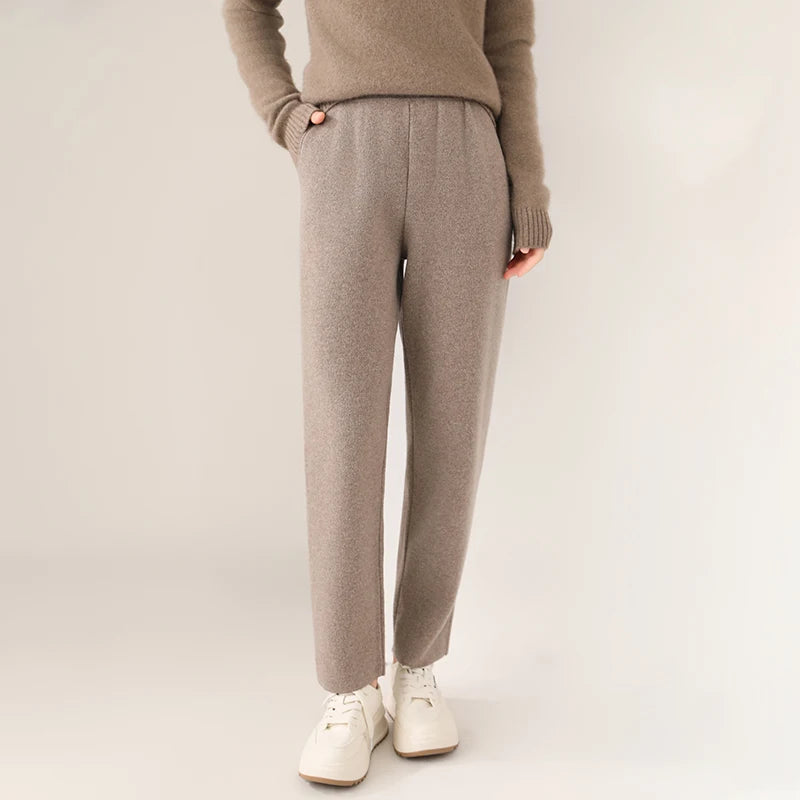 Pantalon large en mérinos – Femme