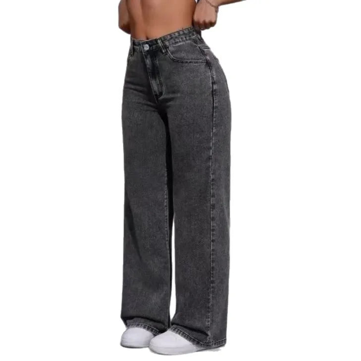 Jeans baggy à jambe large et droite – Femme