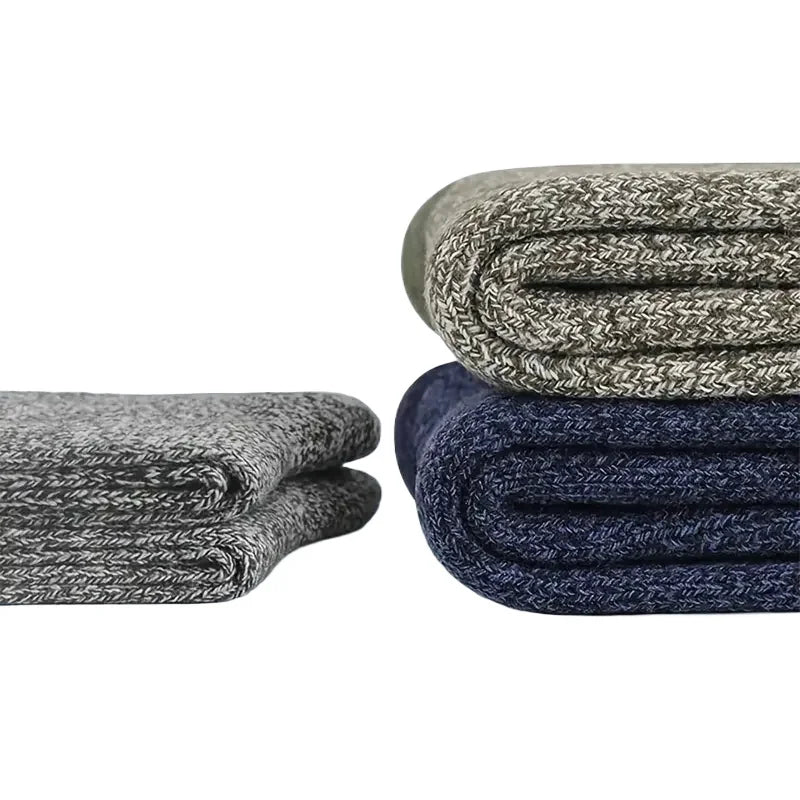 Chaussettes en laine mérinos pliées, gris et bleu marine