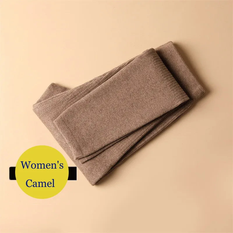 Legging thermique en mérinos camel plié