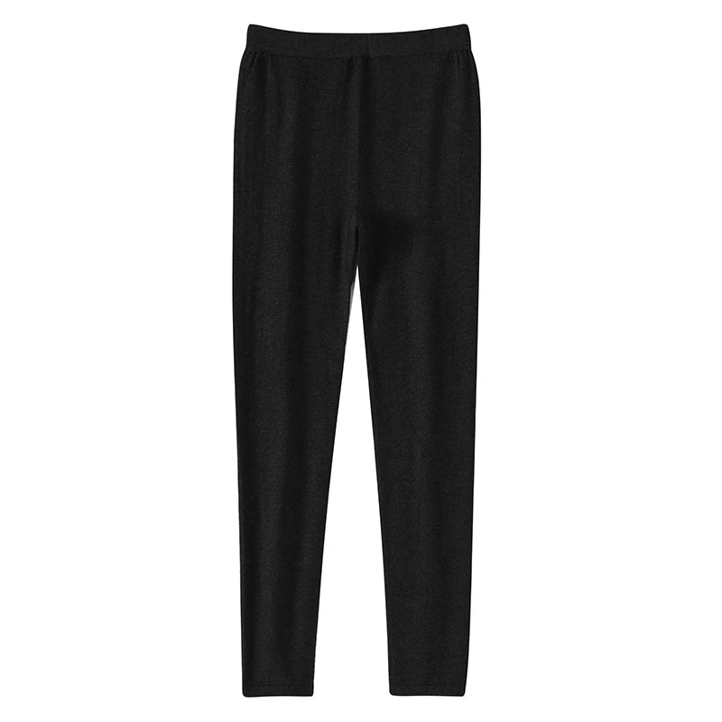 Pantalon en mérinos noir, à plat, vue de face en pied