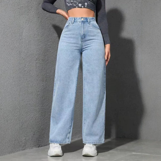 Jeans baggy à jambe large et droite – Femme