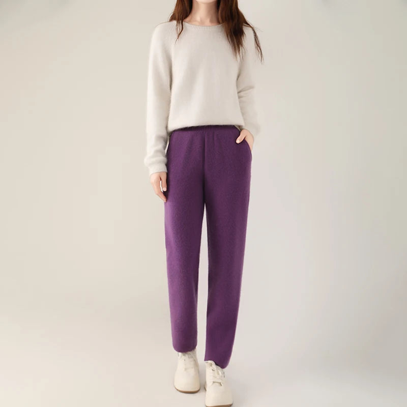 Pantalon large en mérinos – Femme