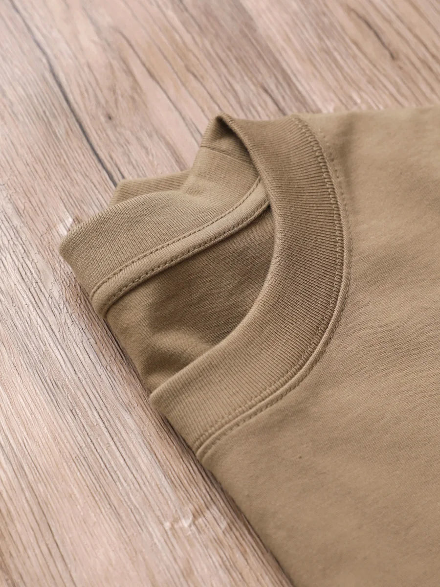 T-shirt blé heavyweight en coton 320 g/m², détail du col
