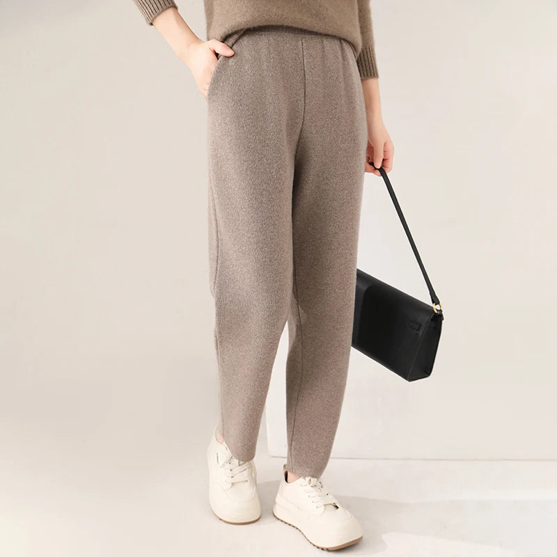 Pantalon large en mérinos – Femme