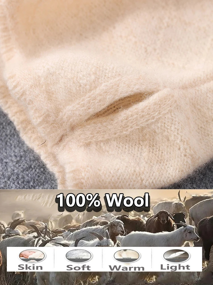 Gros plan du tricot du tour de cou en mérinos beige