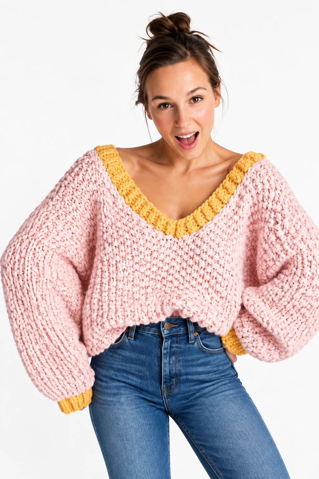 Pull tricot main en mérinos – Femme