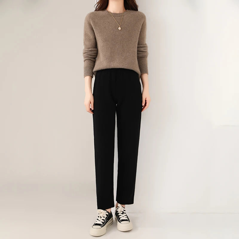 Pantalon large en mérinos – Femme