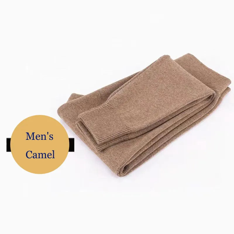 Legging thermique en mérinos camel plié