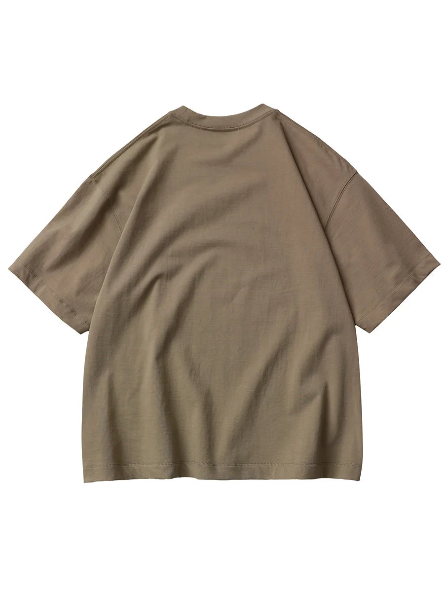 T-shirt beige heavyweight en coton 320 g/m², à plat, vue de dos