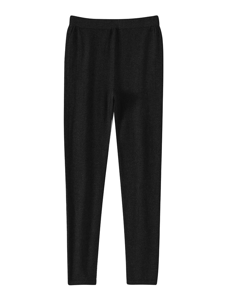 Pantalon en mérinos noir, à plat, vue de face