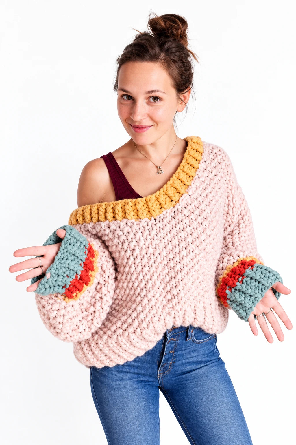 Pull tricot main en mérinos – Femme