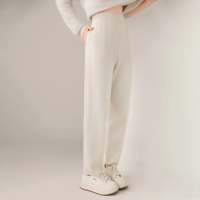 Pantalon large en mérinos – Femme
