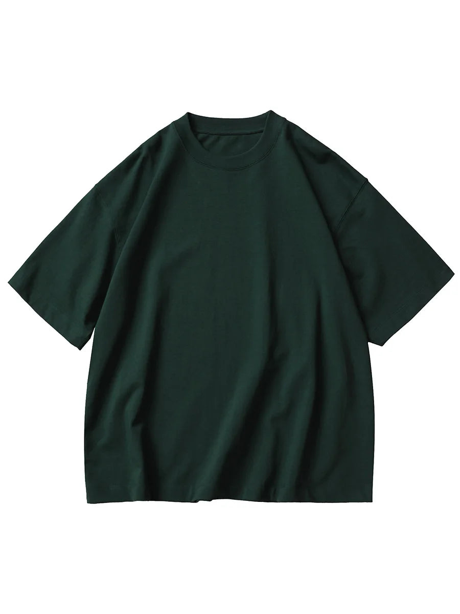 T-shirt vert forêt heavyweight en coton 320 g/m², à plat, vue de face
