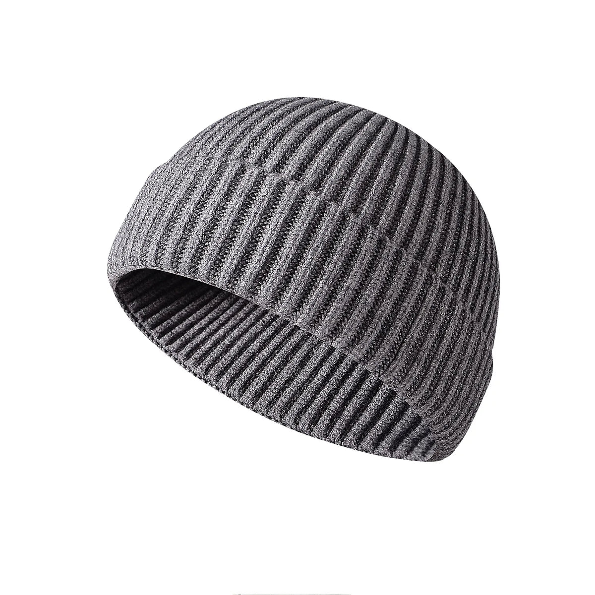 Bonnet tricoté côtelé gris, vue de face