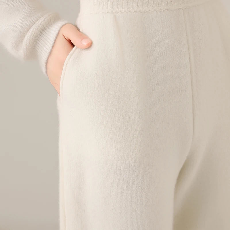 Pantalon large en mérinos – Femme