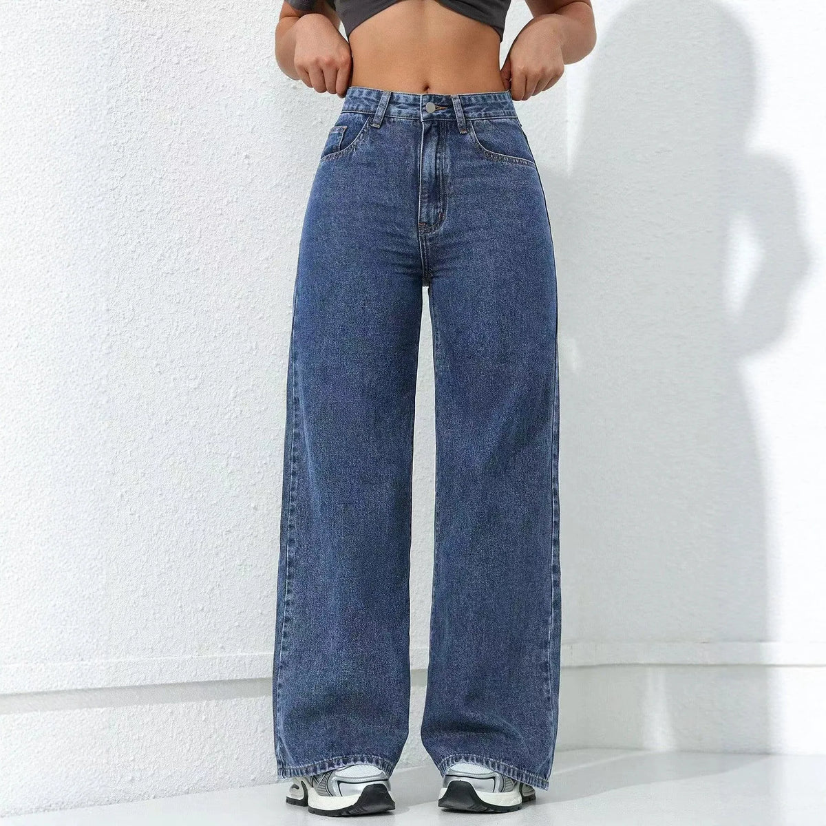 Jeans baggy à jambe large et droite – Femme