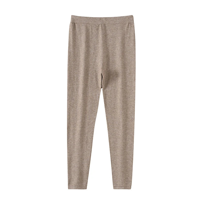 Pantalon en mérinos gris, à plat, vue de face en pied