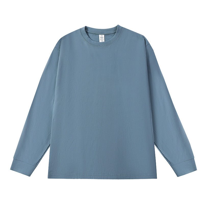 T-shirt manches longues en coton NORTHÉA – Bleu denim