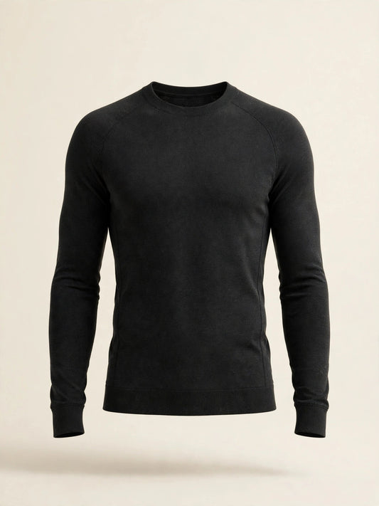 Couche de base en mérinos homme, noir charbon