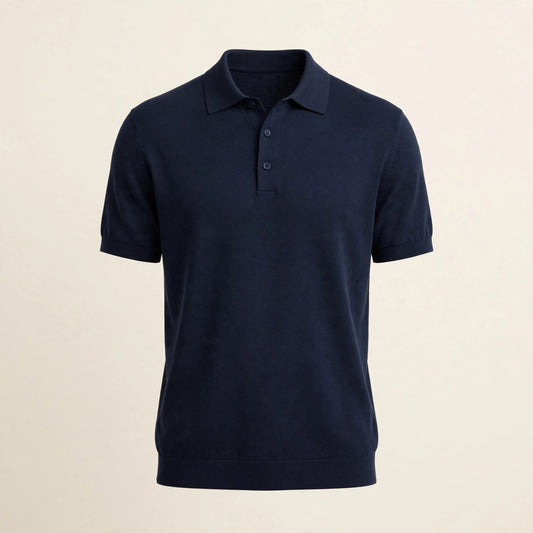 Polo en mérinos homme, bleu marine