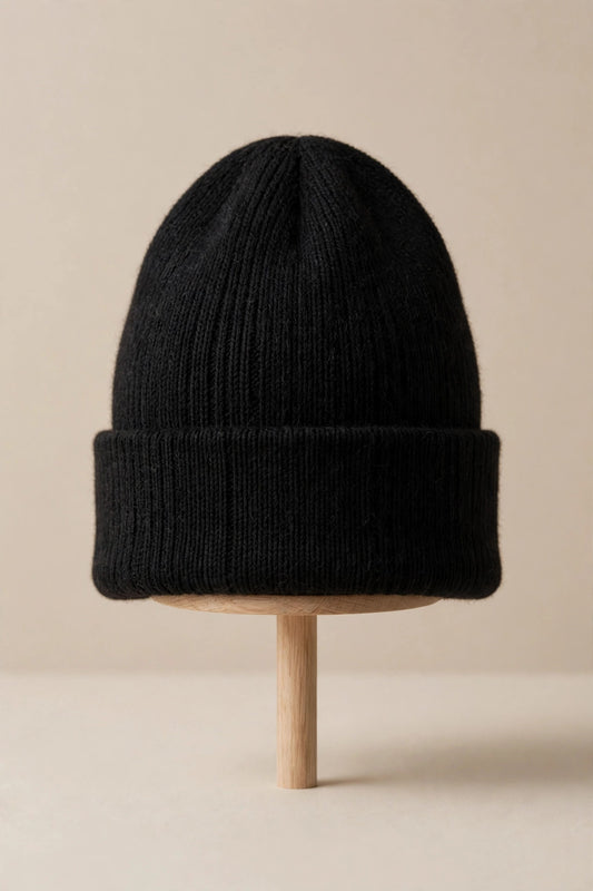 Bonnet 100 % mérinos unisexe, noir
