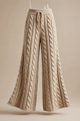 Pantalon large en mérinos femme, beige