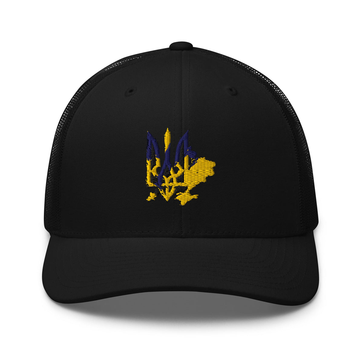 Casquette trucker brodée Trident ukrainien (noire), incluse dans le duo